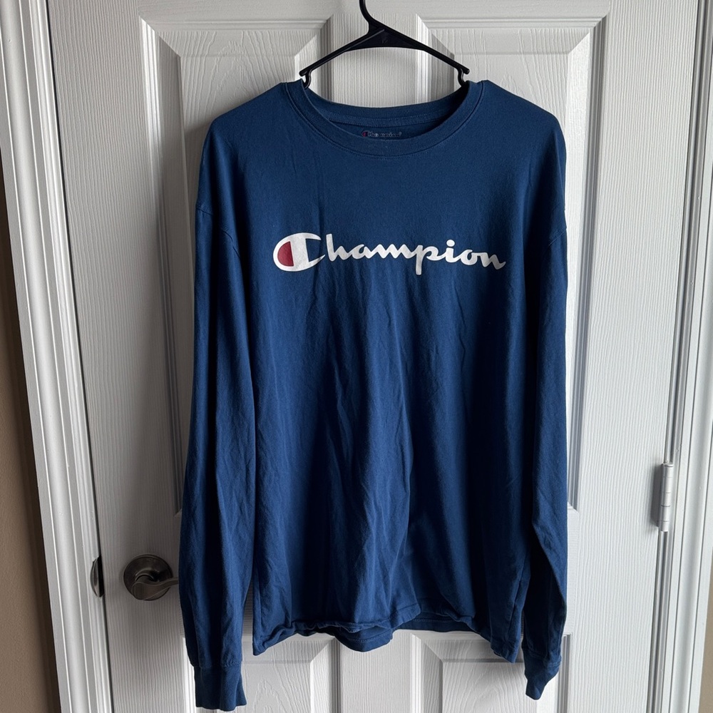 Champion Men's Navy Long Sleeve Tee